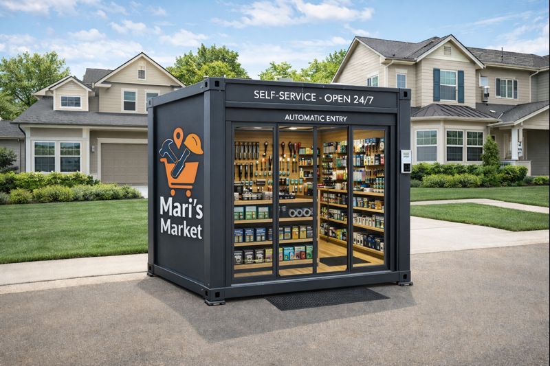 Container Mari's Market com autoatendimento